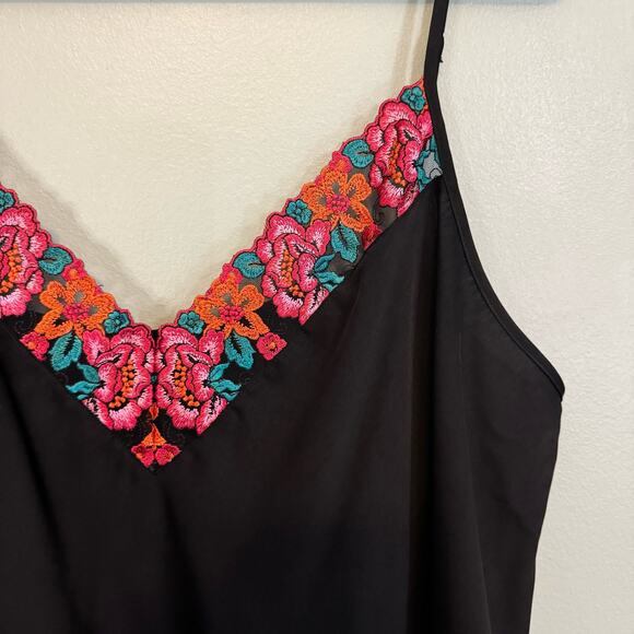 INC International Concepts Sleepwear XXL Floral Embroided Tank Romantic Black - Picture 3 of 6